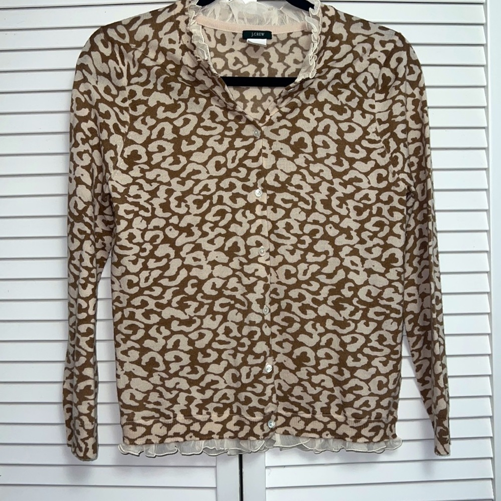 J. Crew Animal Print Cardigan, Medium